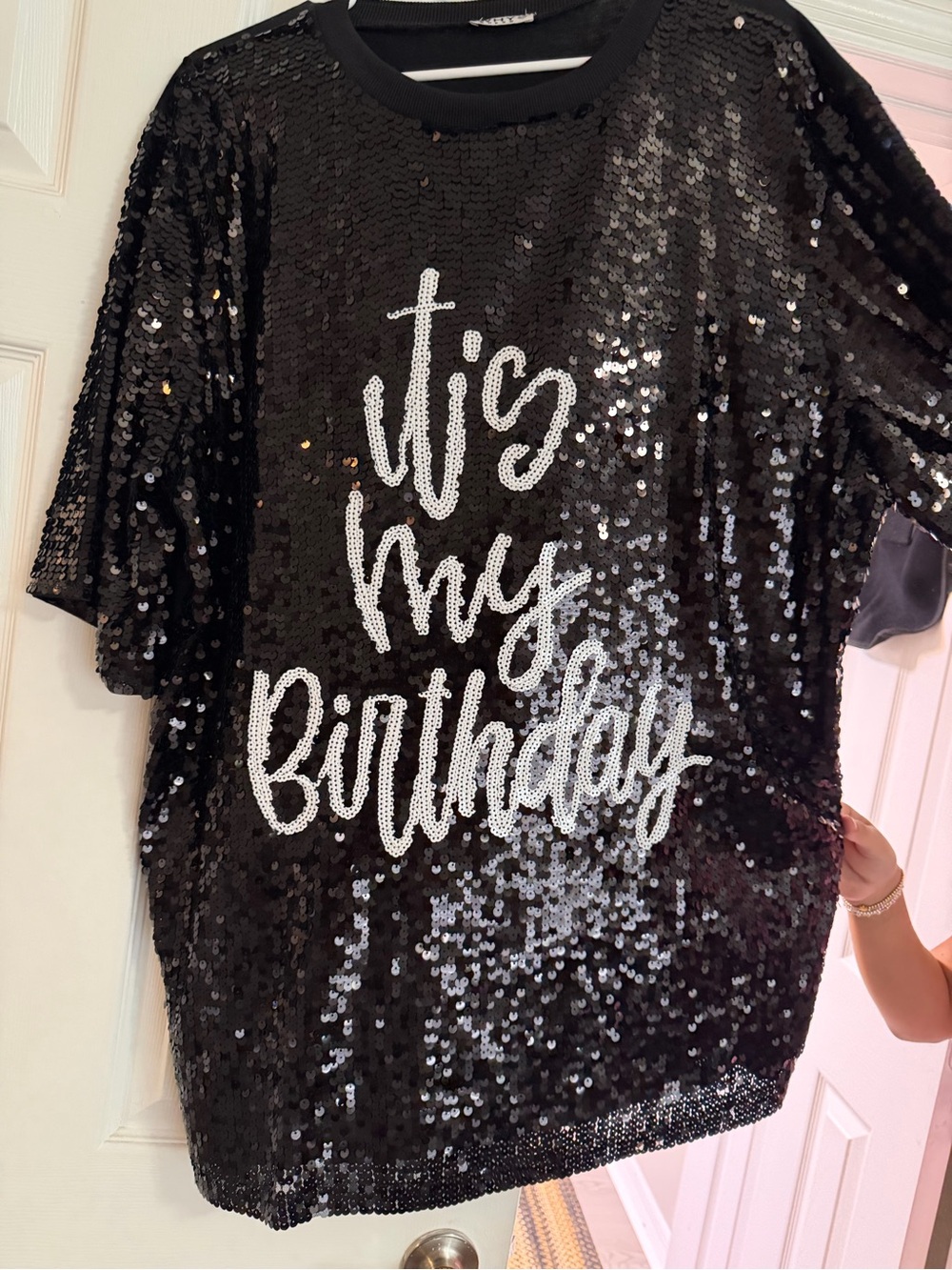 Sequin 'It's My Birthday' Mini Dress - Black